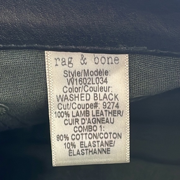 rag & bone The Leather Skinny Pants, Washed Black, 27 - Picture 11 of 13